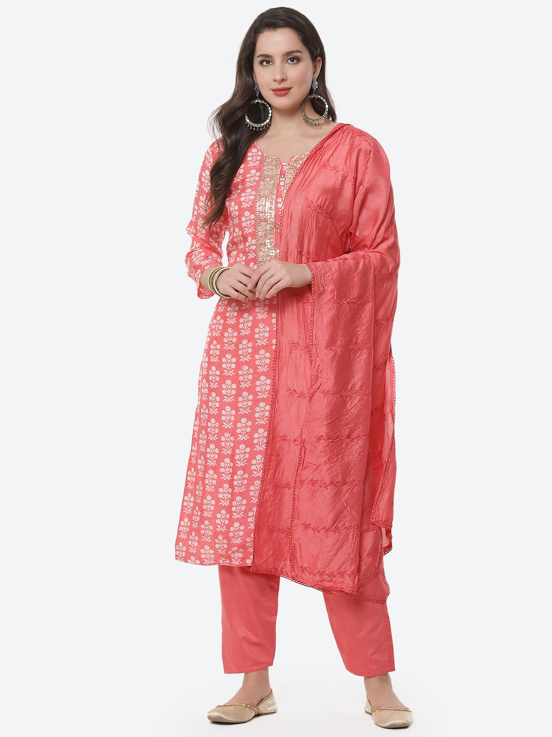 Printed Cotton Muslin Stitched Salwar Kameez With Dupatta