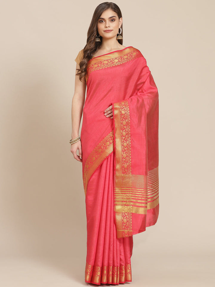 Plain Art Handloom Saree with  Zari Border