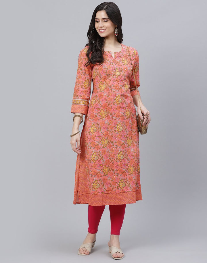Floral Print Cotton Kurti