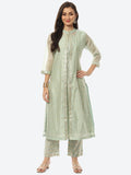 Embroidered Neck Chanderi Kurta With Palazzo