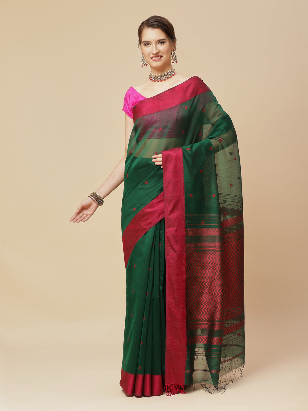 Resham Border Cotton Woven Saree