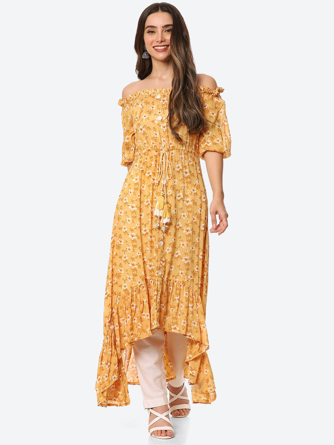 Floral Printed Muslin Kurta
