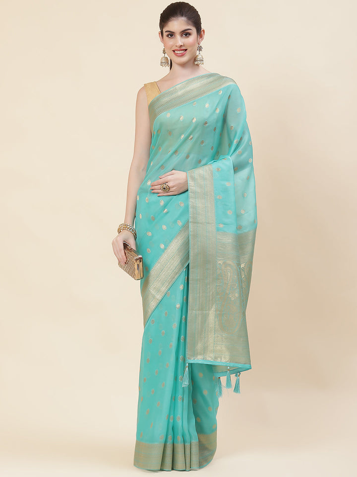 Zari Booti Organza Woven Saree