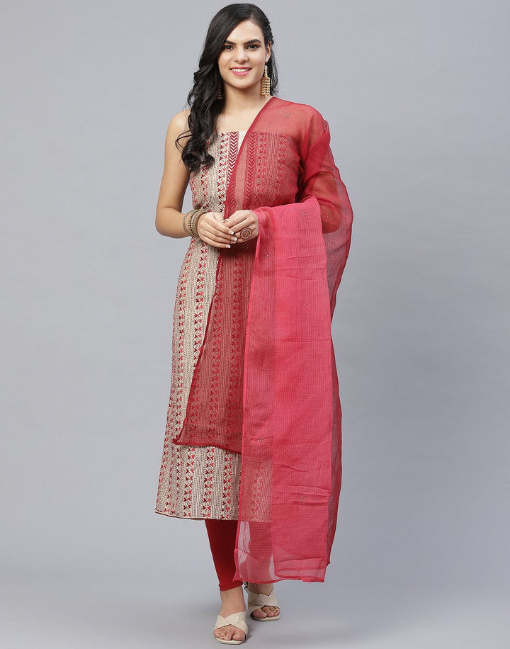 Chanderi Embroidered Suit Piece
