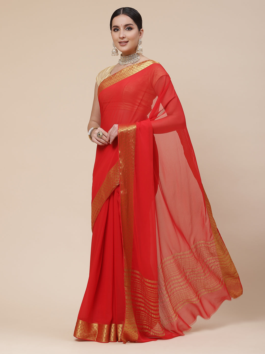 Chiffon Plain Saree