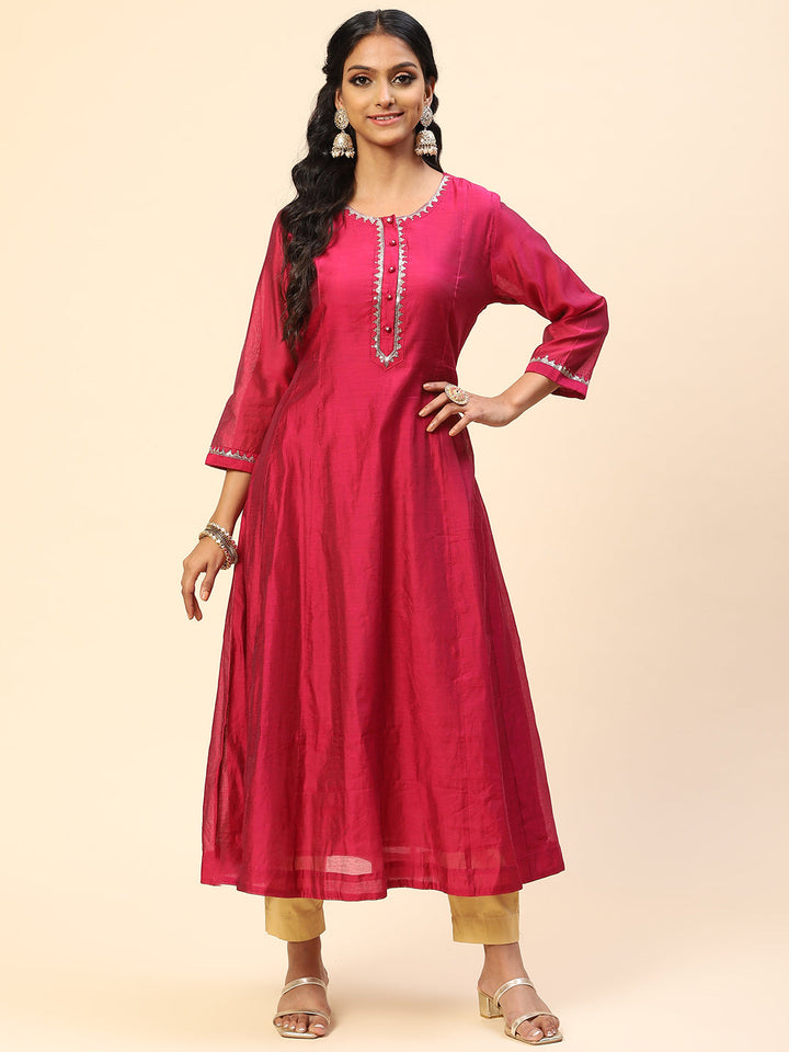 Plain Chanderi Kurta