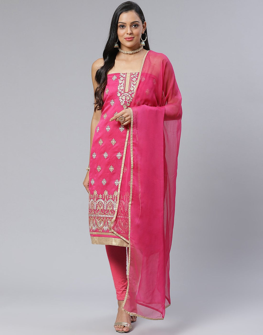 Chanderi Embroidered Suit Piece