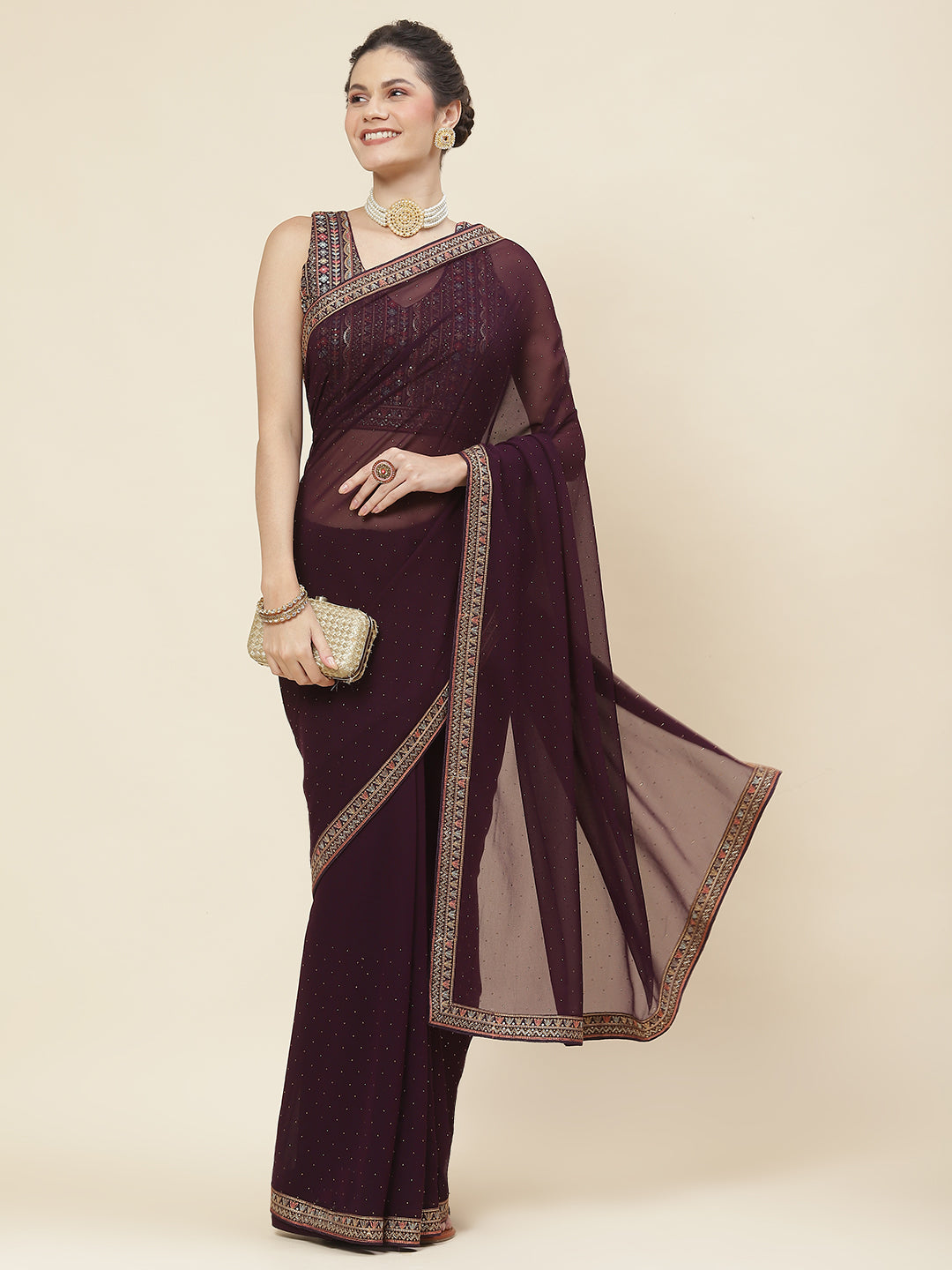 Embroidered Georgette Saree