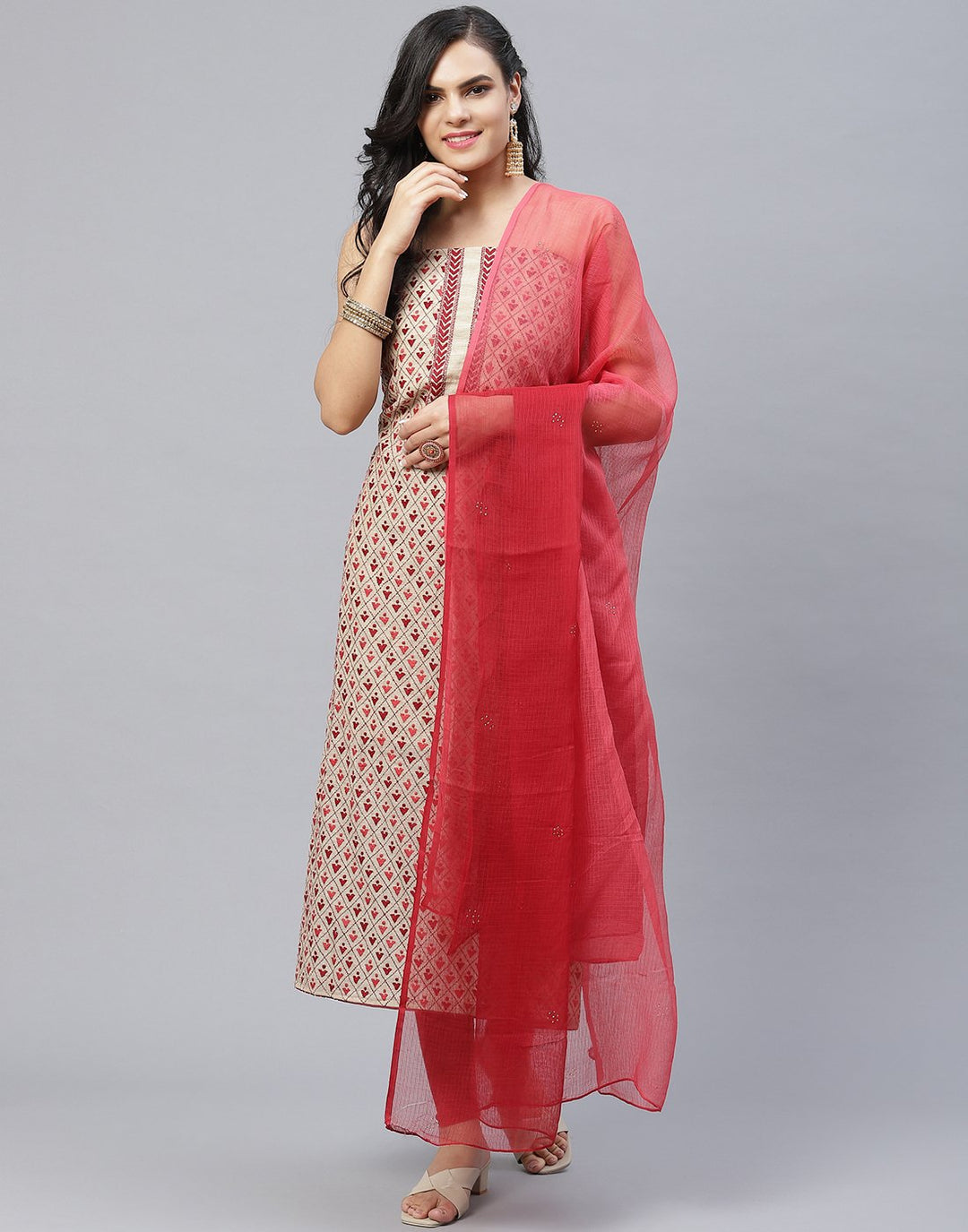 Chanderi Embroidered Suit Piece
