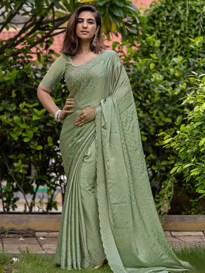 Embroidered Chiffon Saree