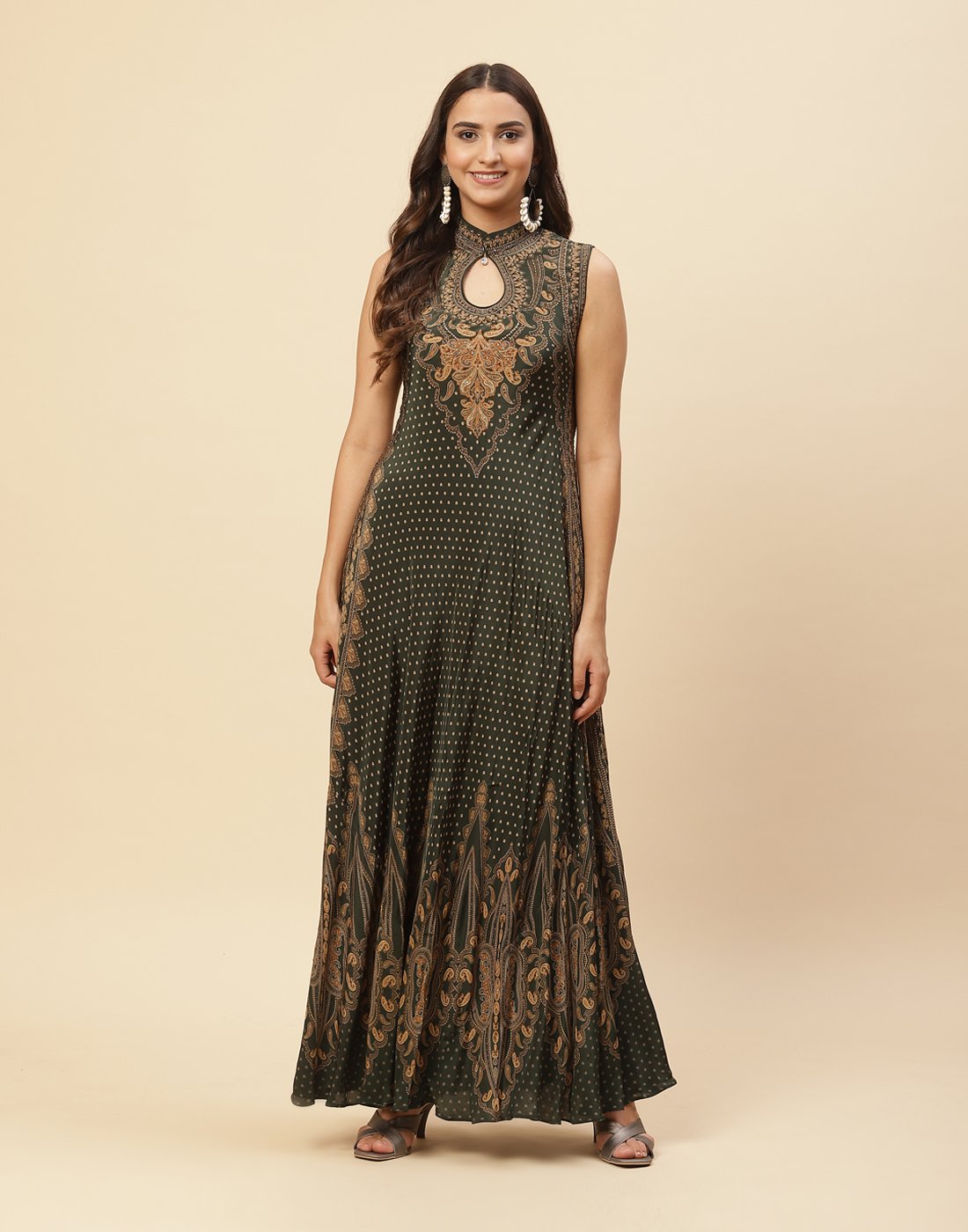Digital Printed Crepe Gown