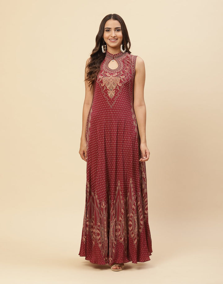 Digital Printed Crepe Gown