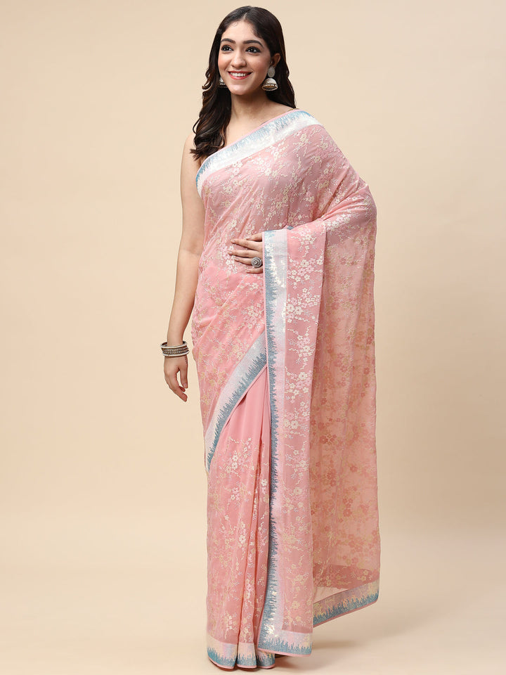 Resham Jaal Embroidered Georgette Saree