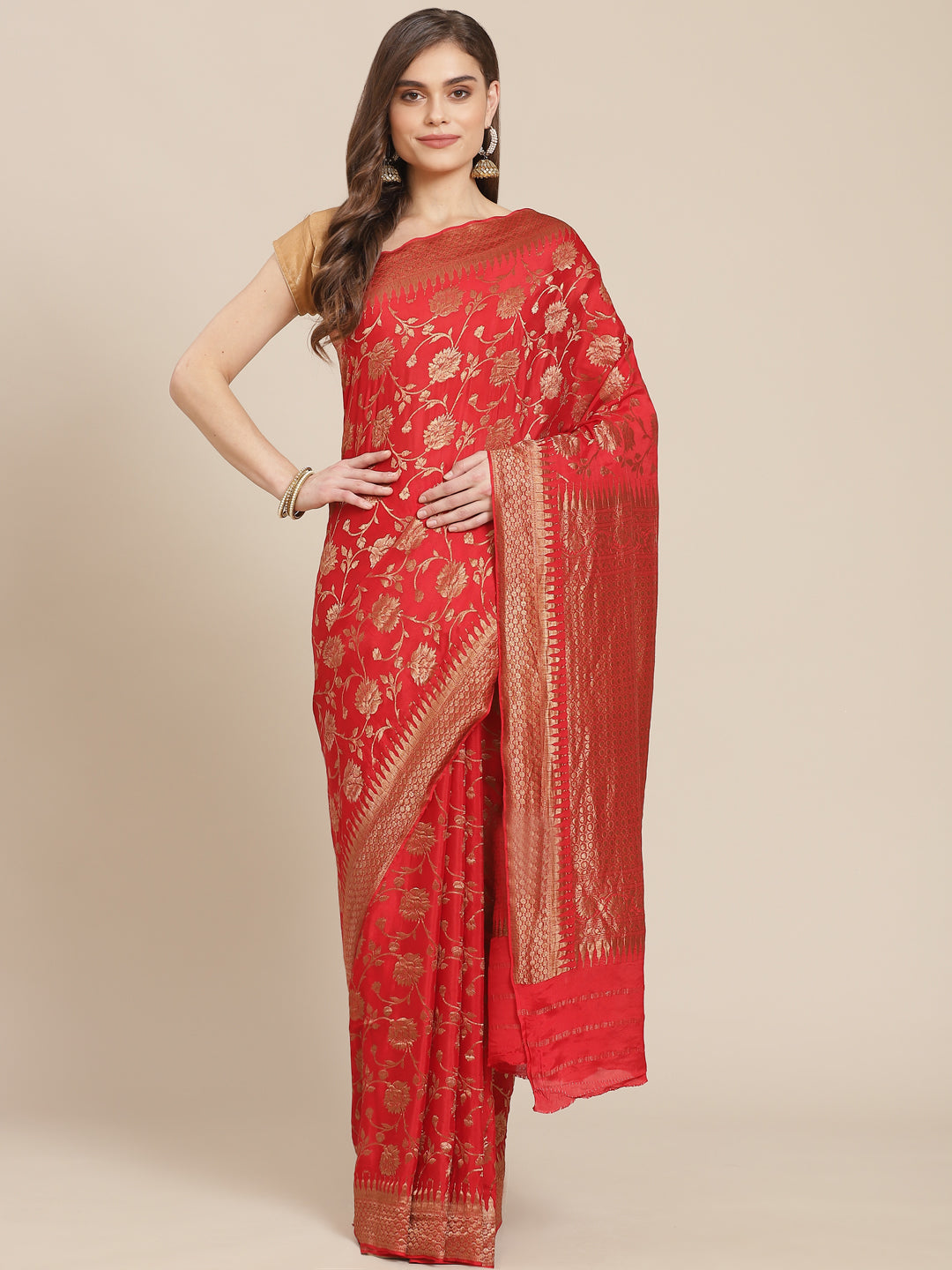 Zari Jaal Crepe Saree