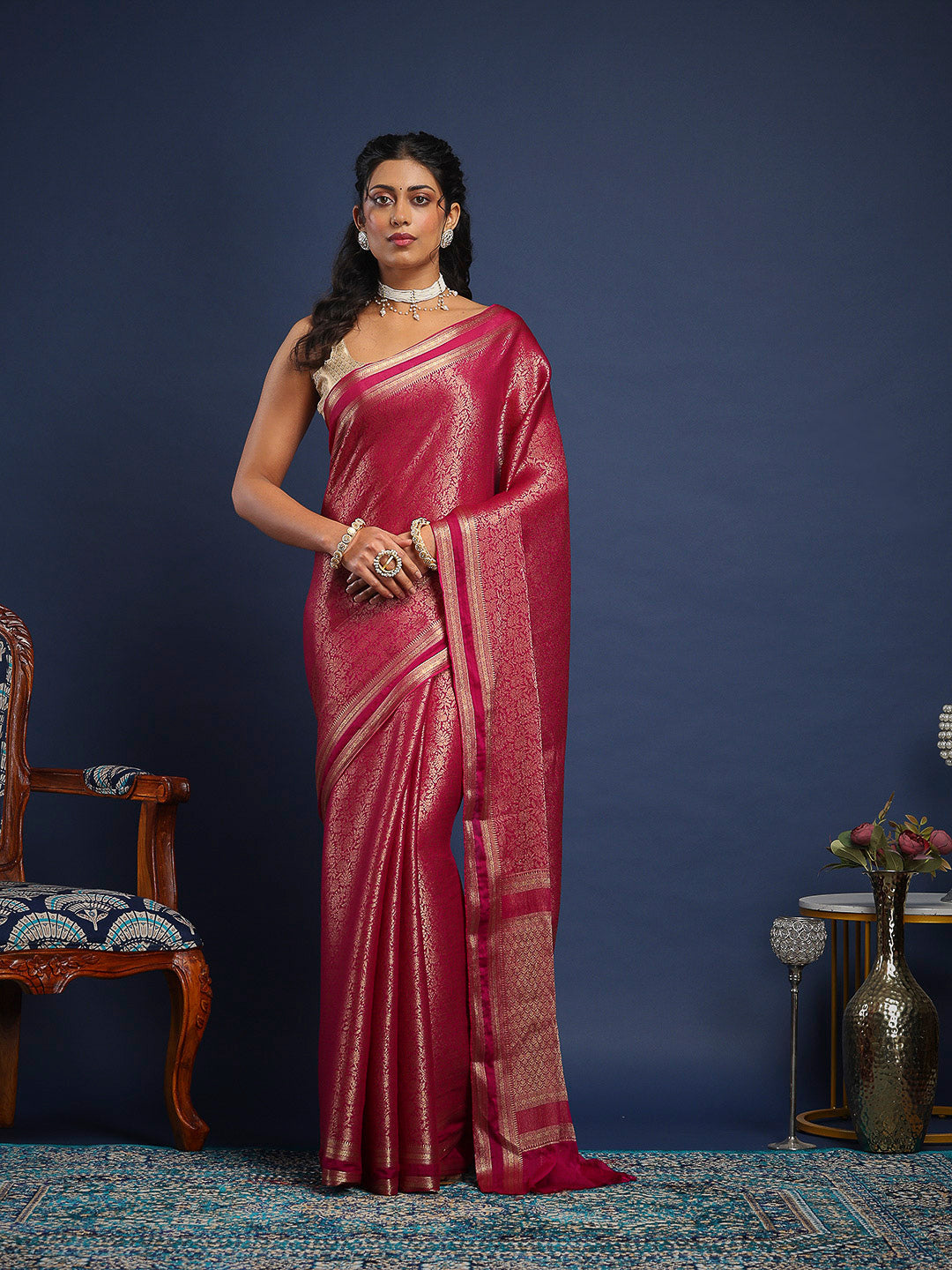 Plain Crepe Saree