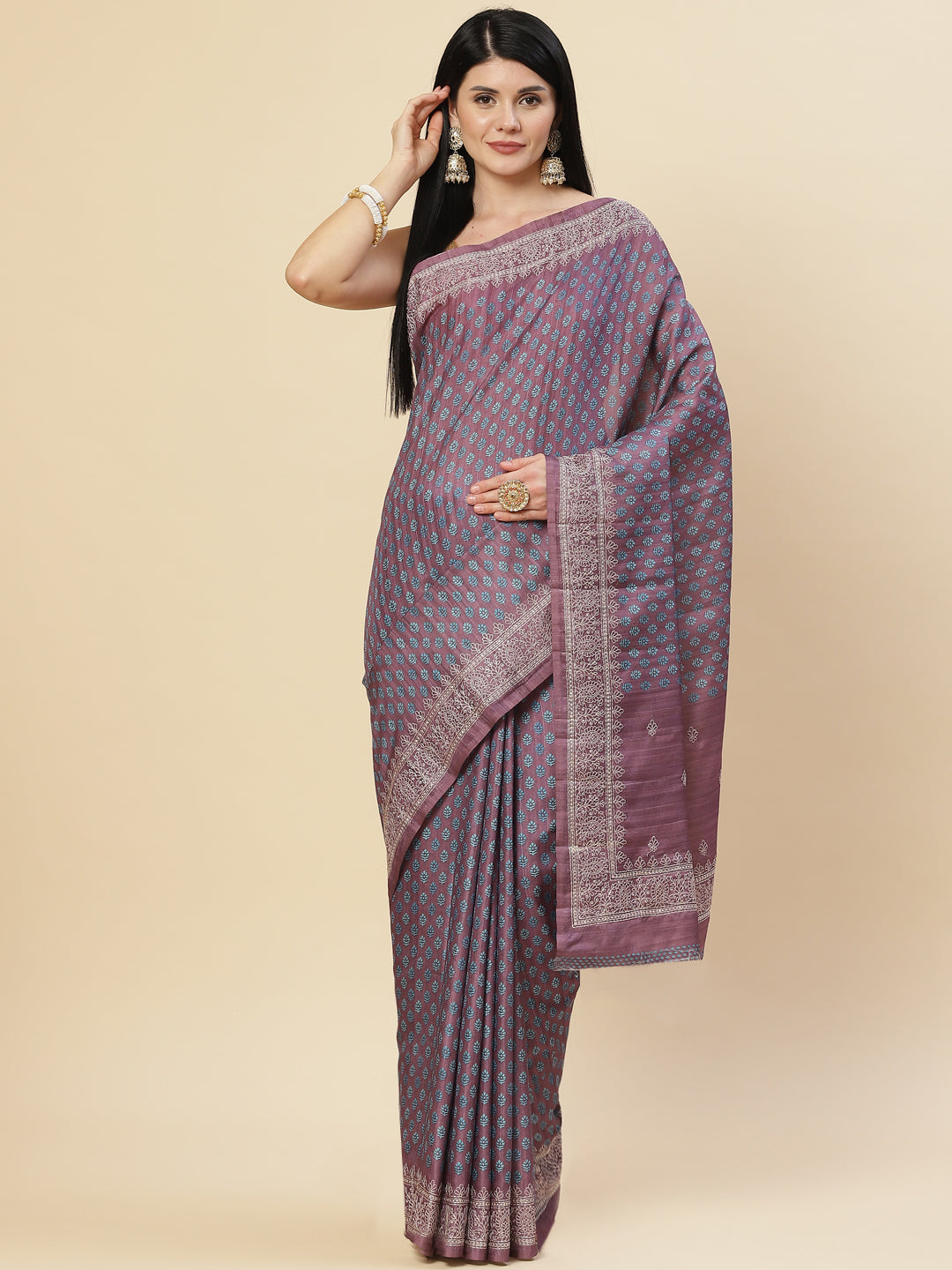 Digital Printed Tussar Saree