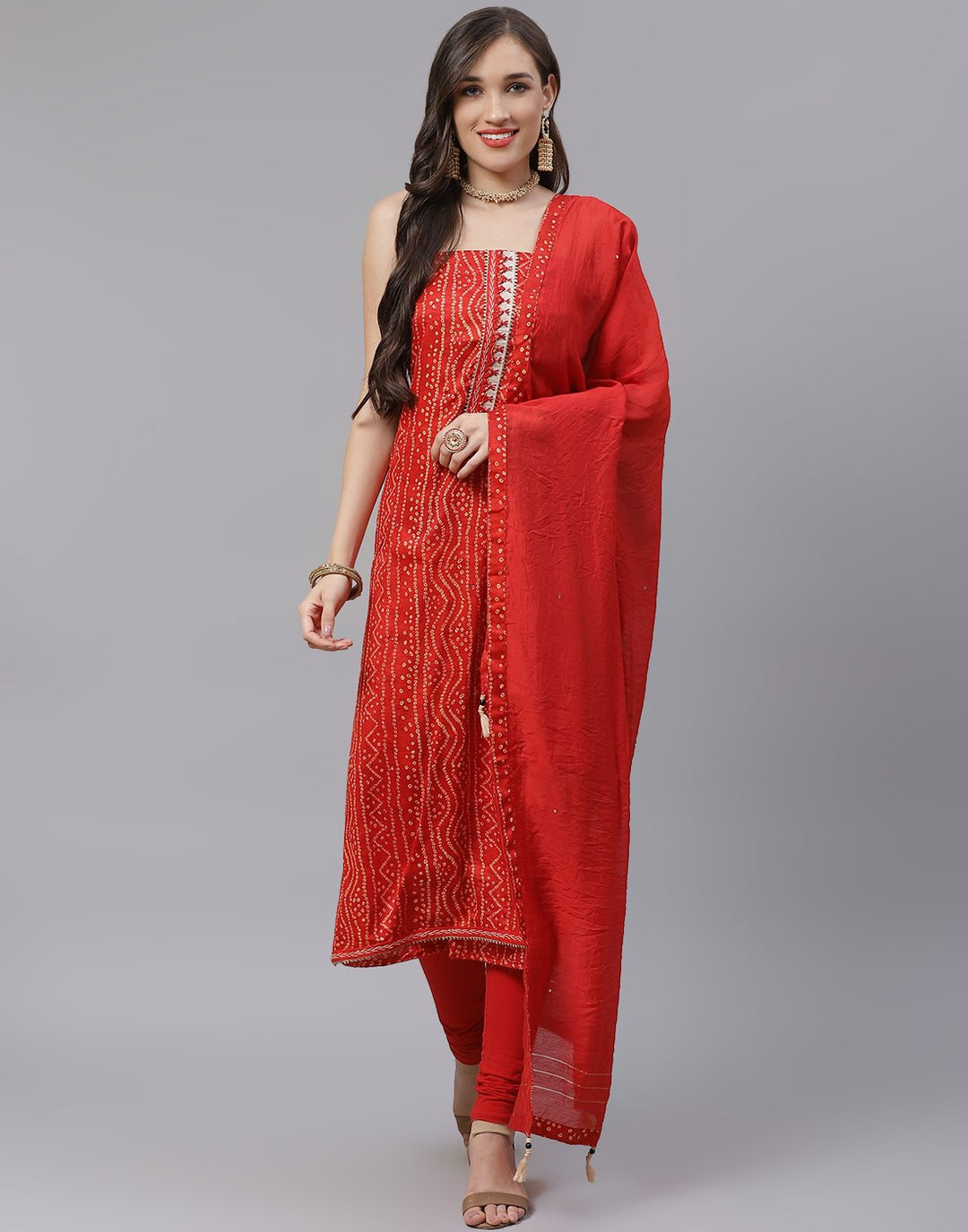 Cotton Bandhej Print Suit Piece