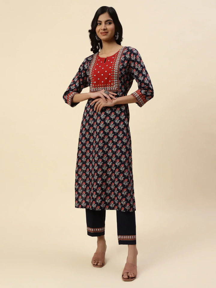 Printed Cotton Kurta With Pants