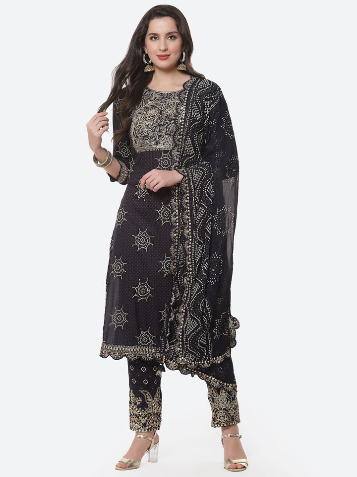 Printed Cotton Stitched Kurti With Pant And Printed Dupatta