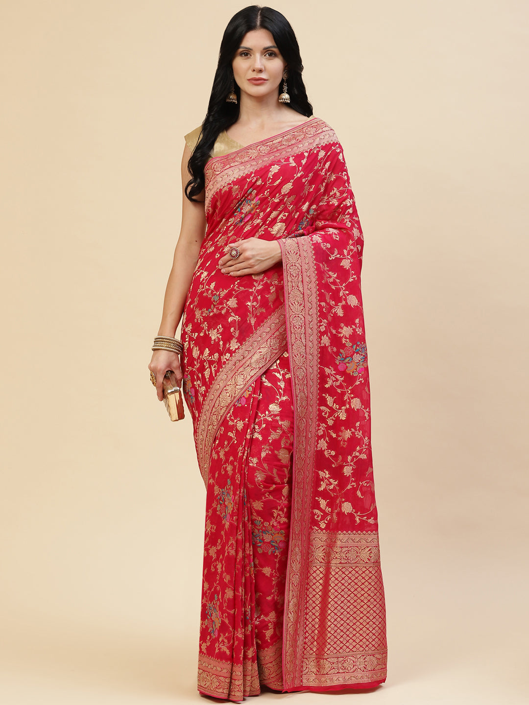 Floral Meenakari Georgette Saree