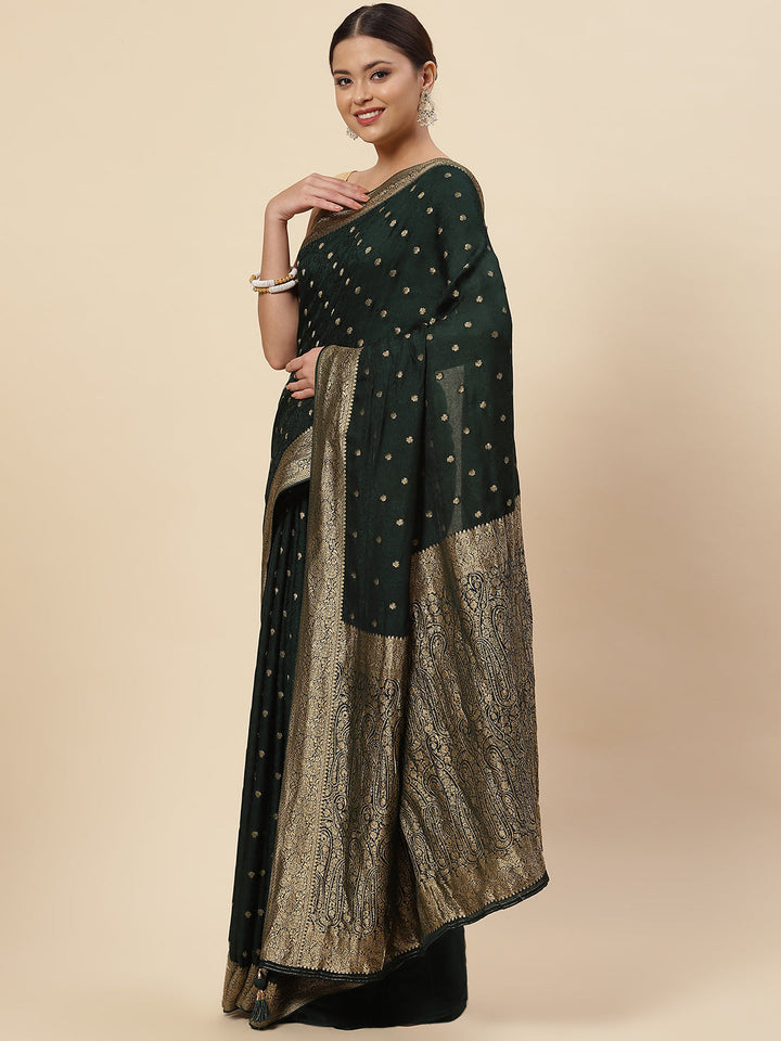 Zari Booti Crepe Plain Saree