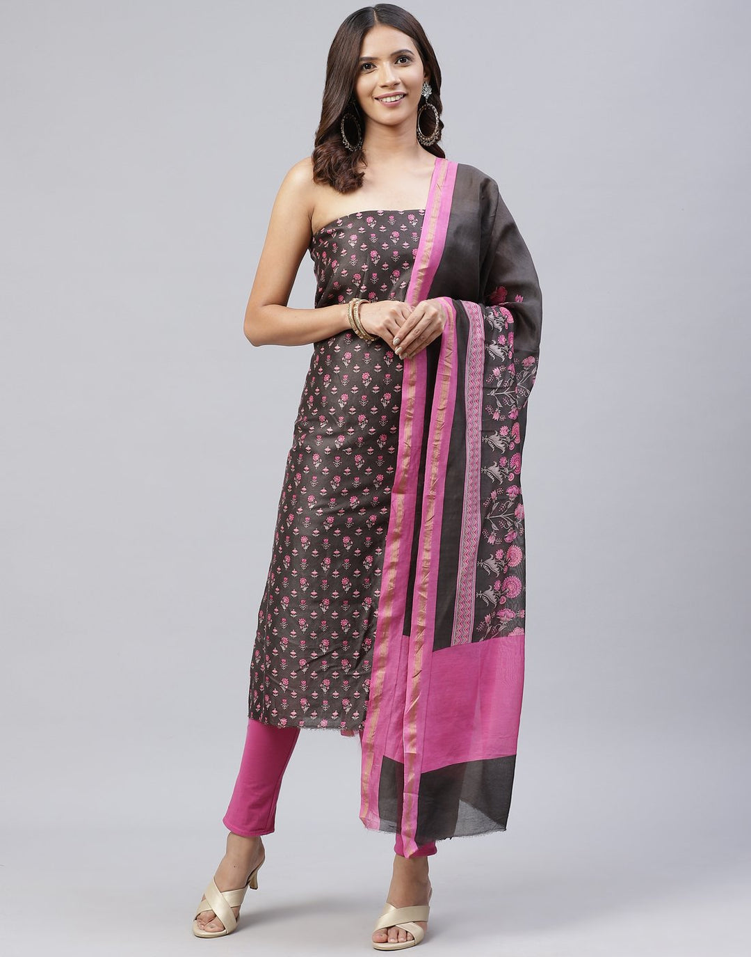 Printed Chanderi Suit Piece