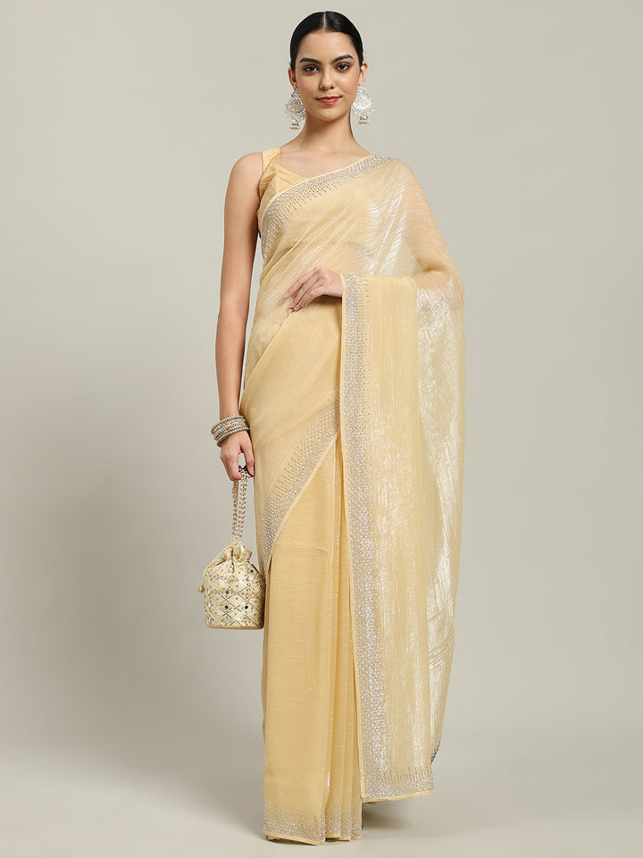 Cutdana Embroidered Chiffon Saree