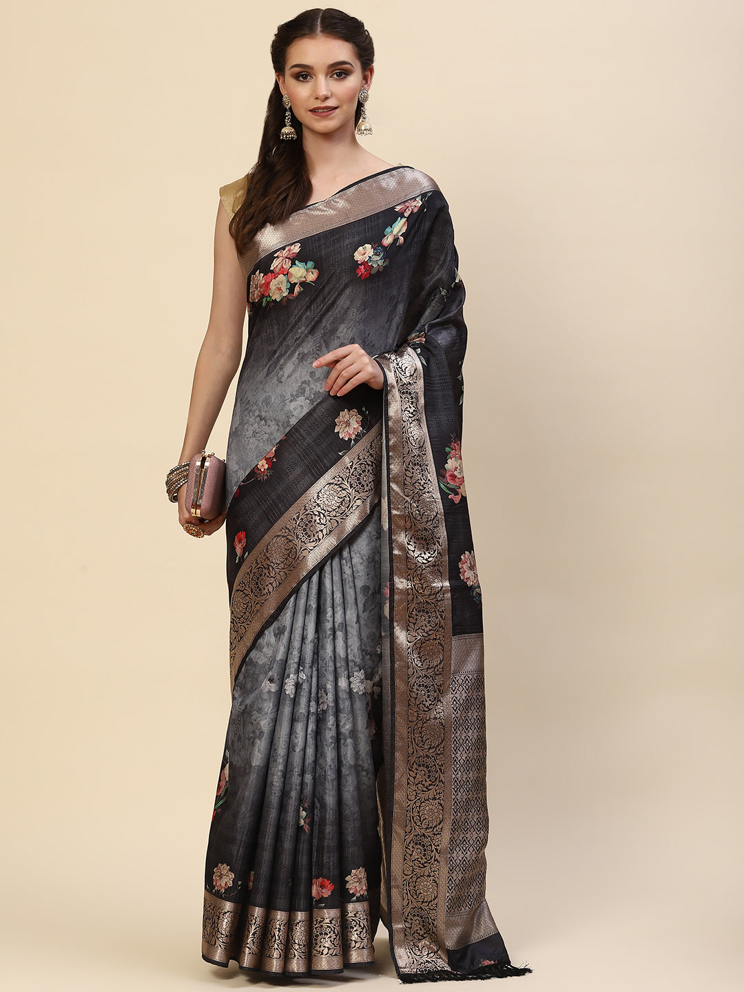 Digital Floral Printed Handloom Saree