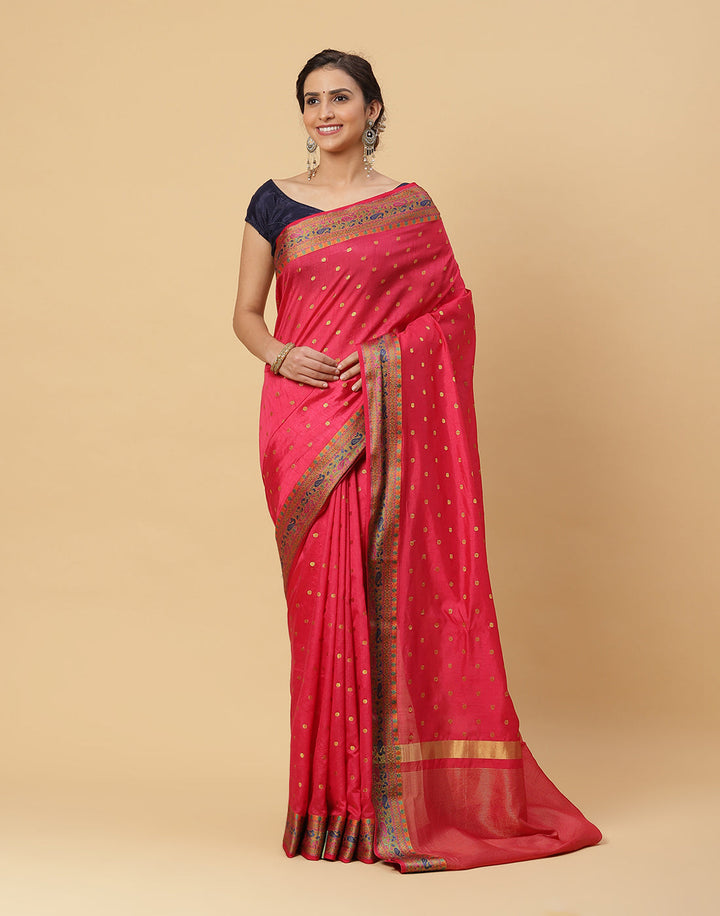 Woven Art Handloom Saree With Zari Booti Border