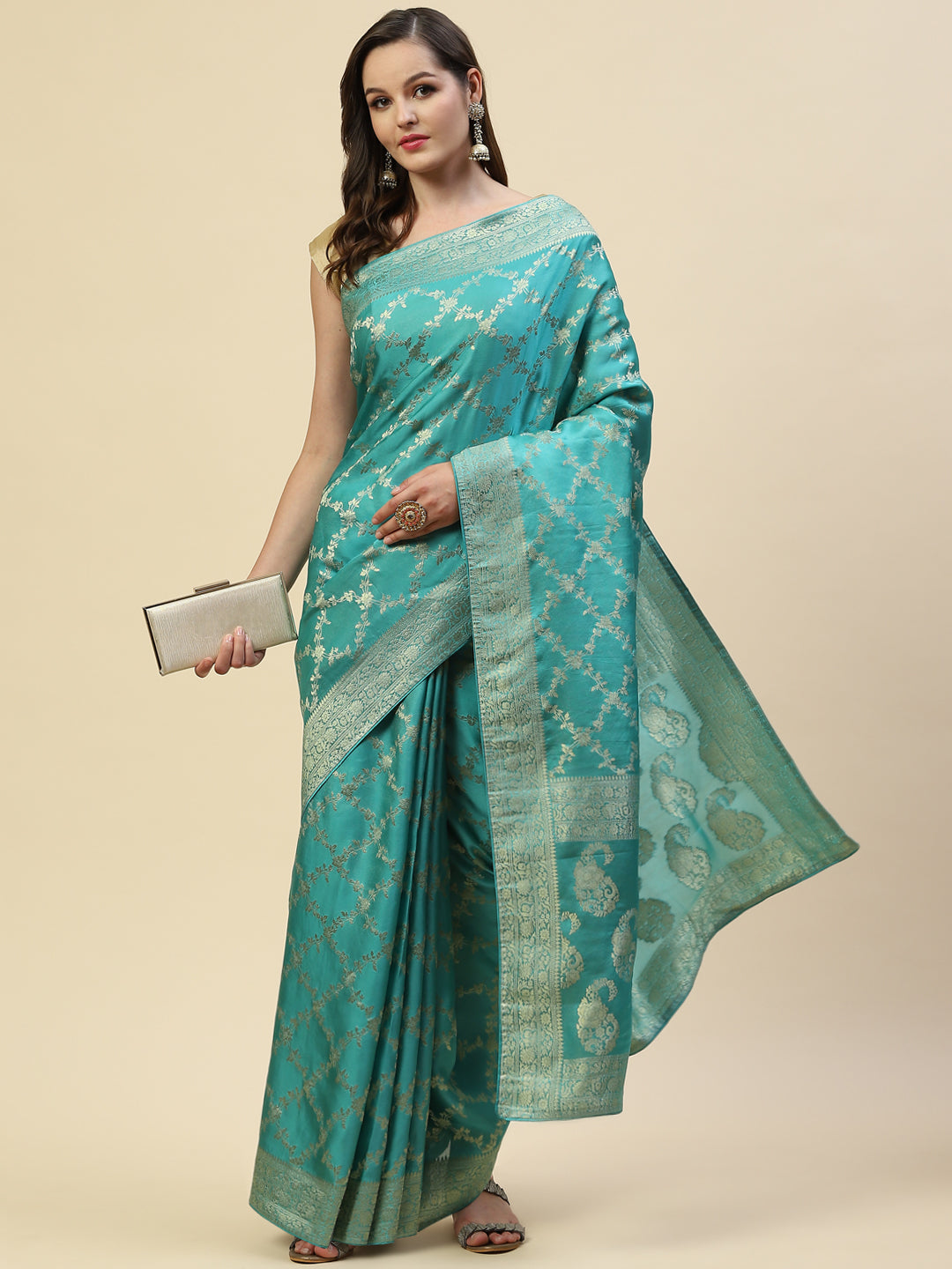 Zari Jaal Banarasi Woven Saree