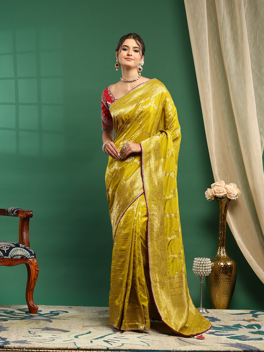 Embroidered Dola Silk Saree