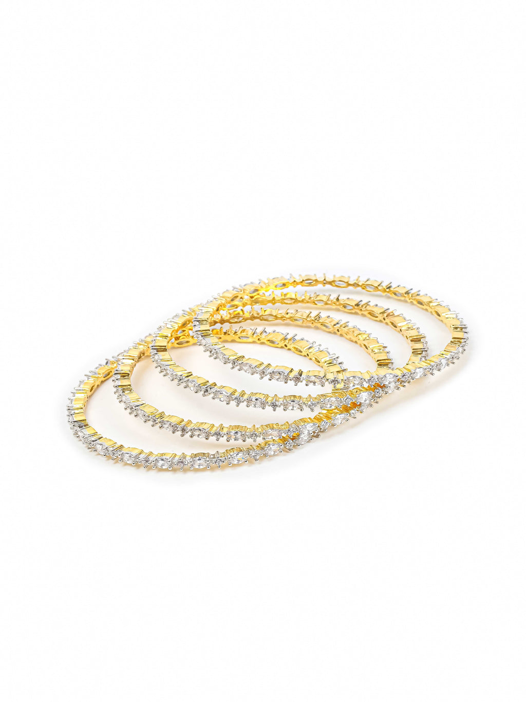 Gold & White AD Bangles Set