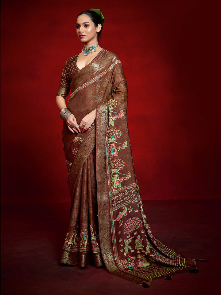 Abstract Printed Art Silk Saree