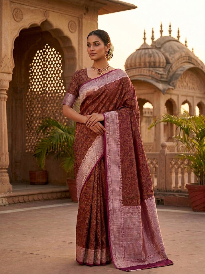 Rani Woven Design Satan Resham Banarasi Saree
