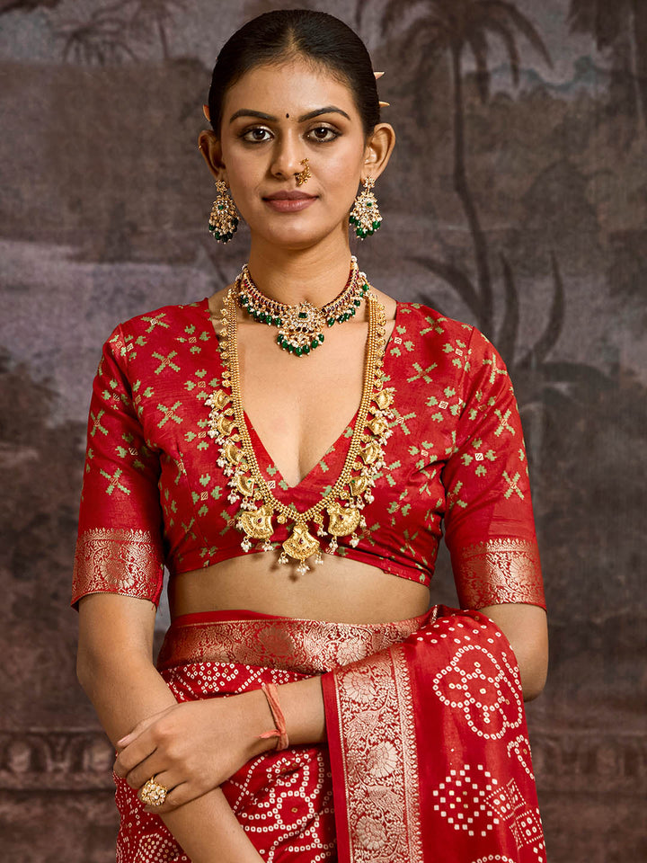 Bandhani Printed Art Silk Saree