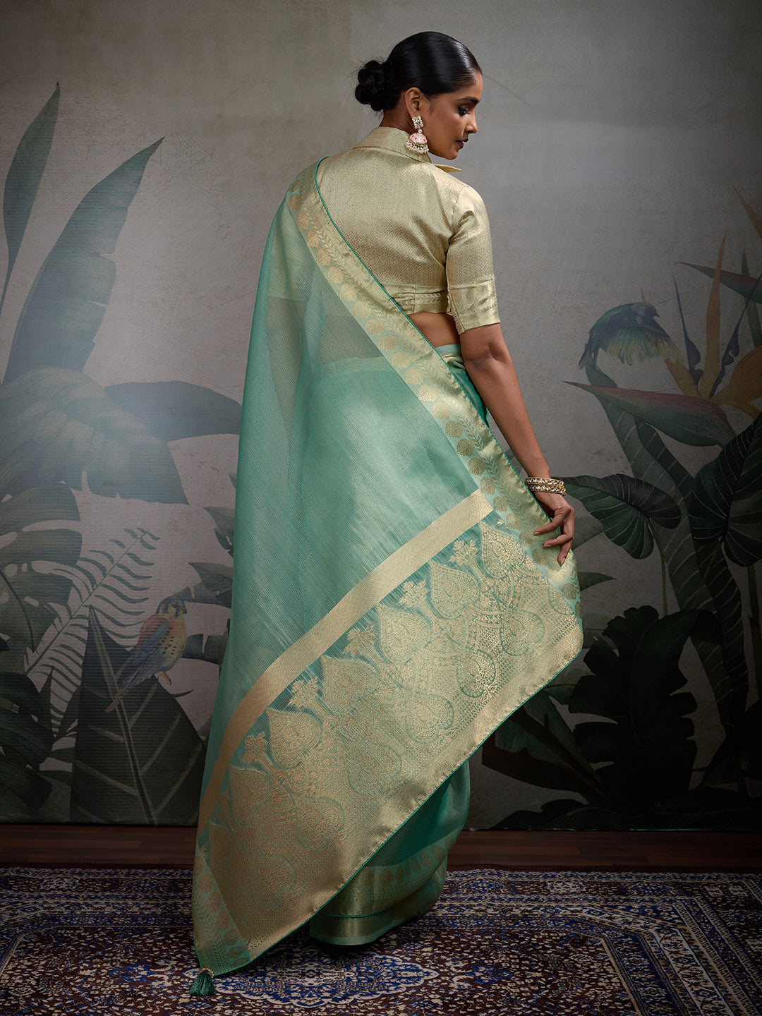 Woven Border Plain Art slik Saree