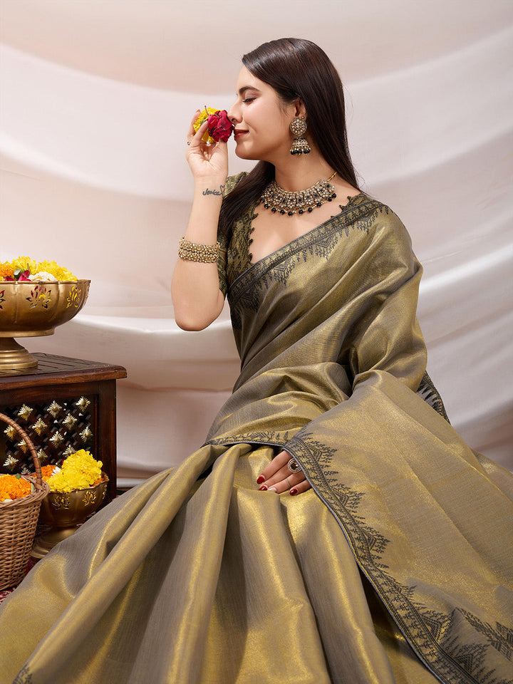 Woven Design Cotton Linen Saree