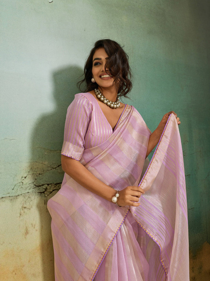 Woven Design Tissue Linen Saree