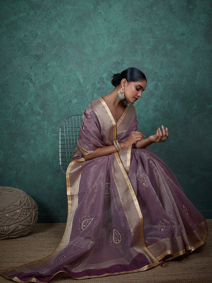 Woven Border Linen Saree