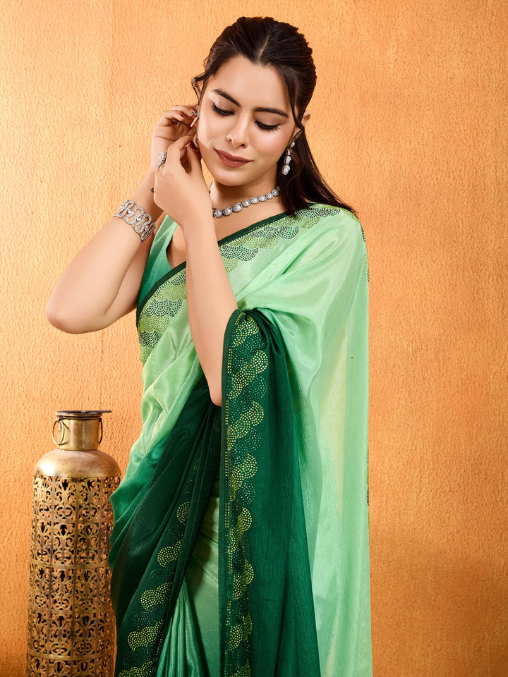 Embroidered Shaded Chinnon Saree