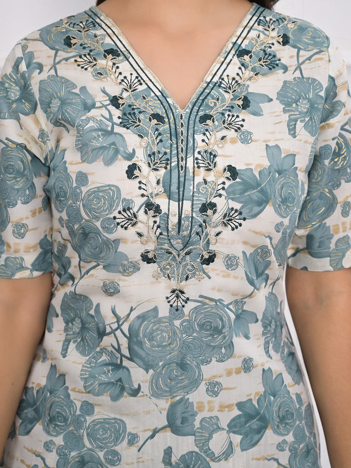 Printed Muslin Kurta With Pants