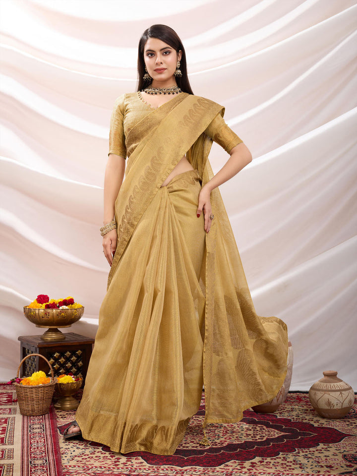 Woven Design Cotton Linen Saree