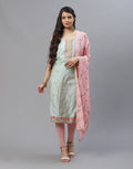 Embroidered Chanderi Suit Piece With Dupatta