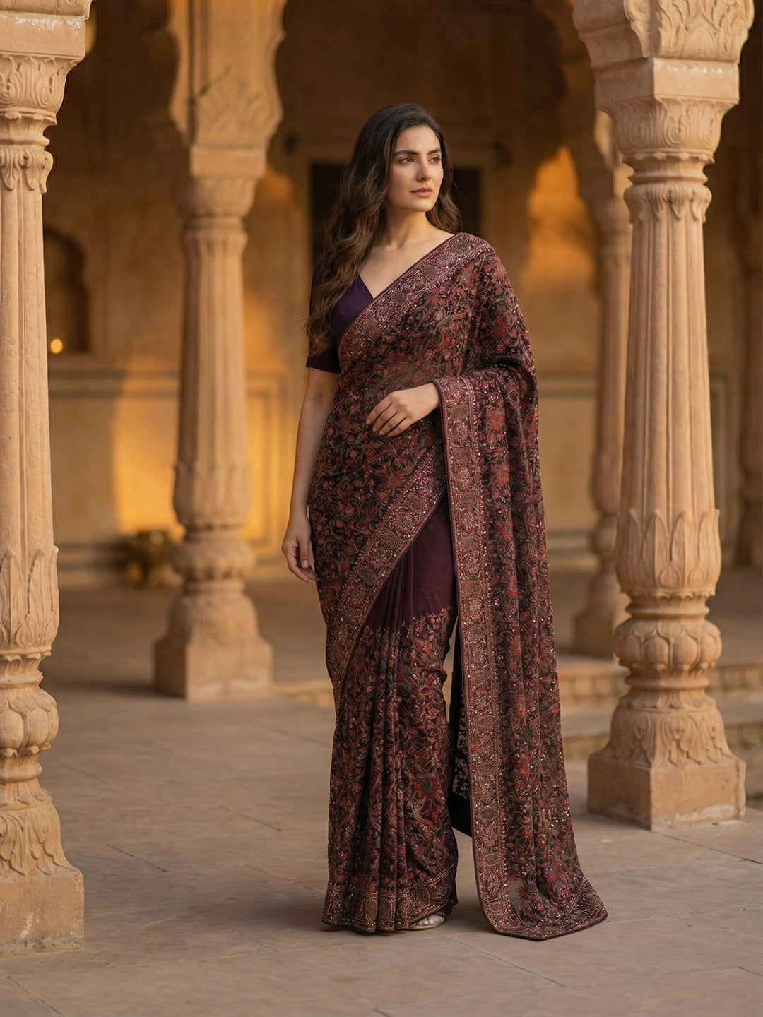 Embroidered Georgette Saree