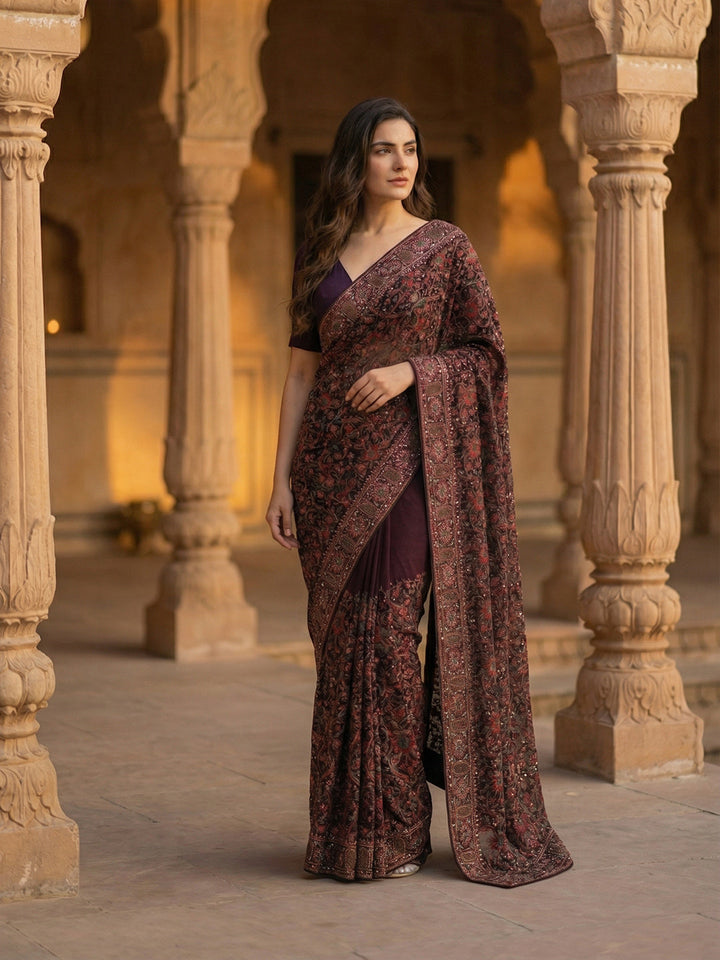 Embroidered Georgette Saree