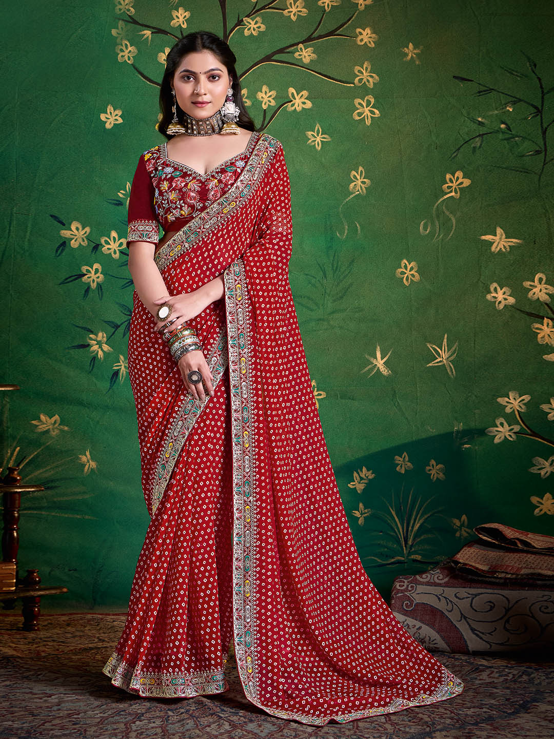 Bandhani Printed Georgette Saree