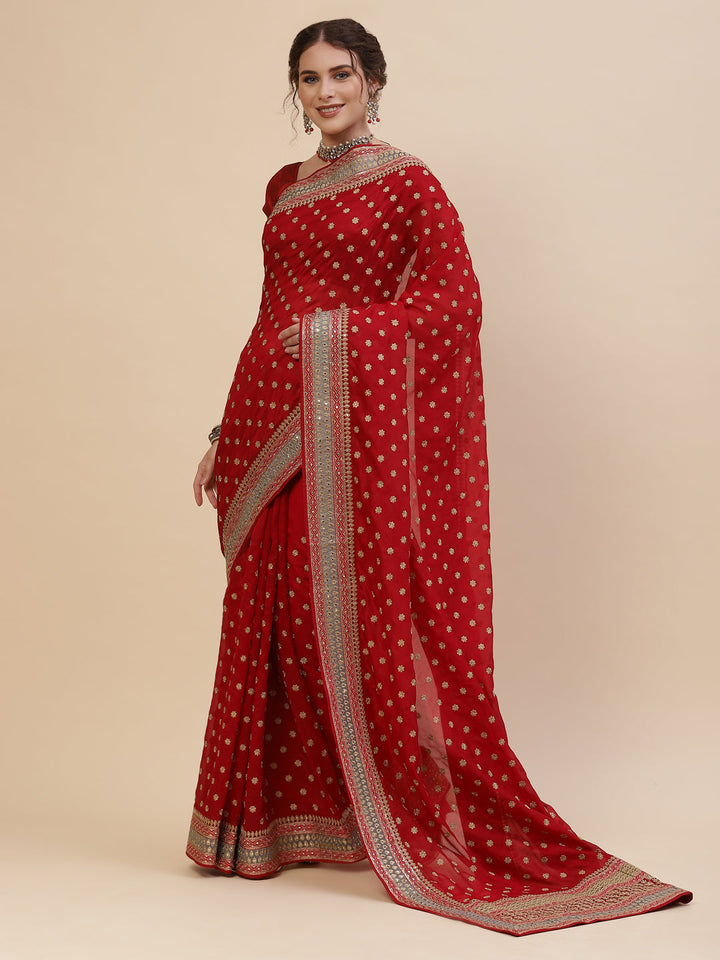 Resham Border Art Georgette Embroidered Saree