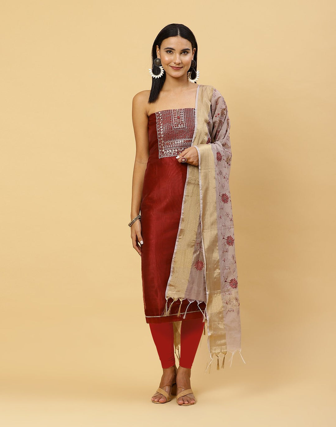 Embroidered Chanderi Suit Piece