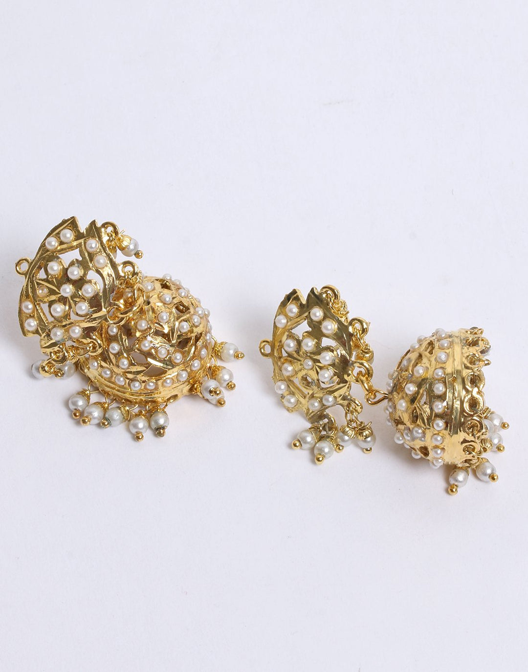 Beautiful Gold Plated with White Stone Jhumki