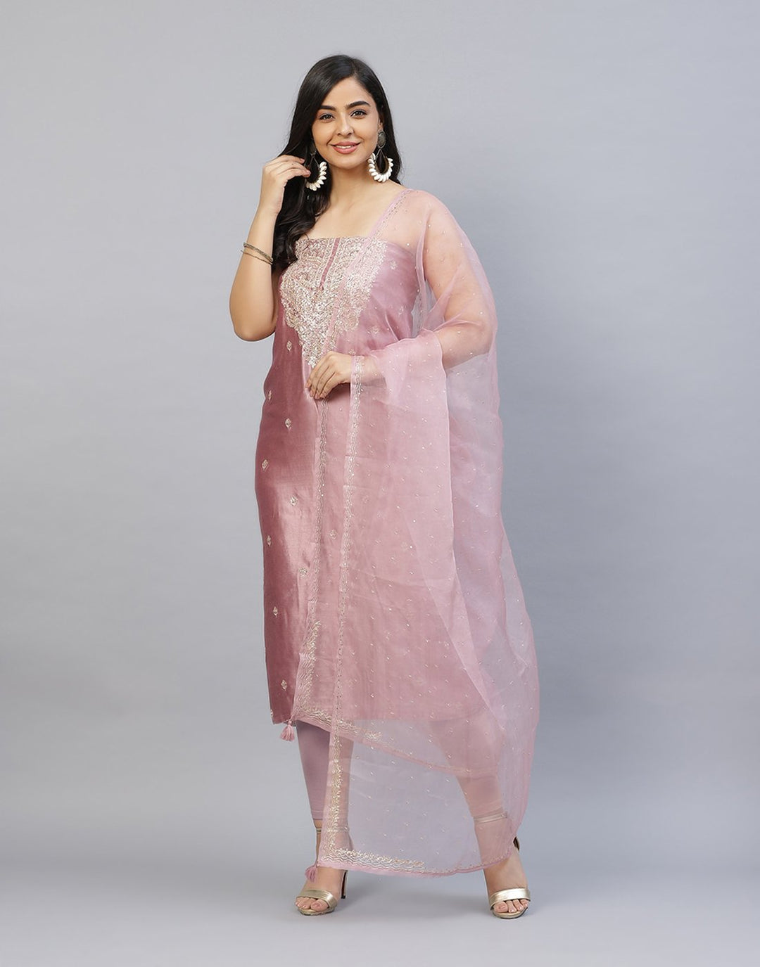 Embroidered Handloom Dupion Suit Piece